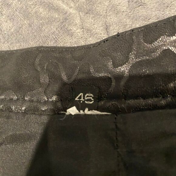 Amen Wardy Black 100% Leather Embossed Skirt Size 10 (46) Made In Italy - Picture 12 of 12